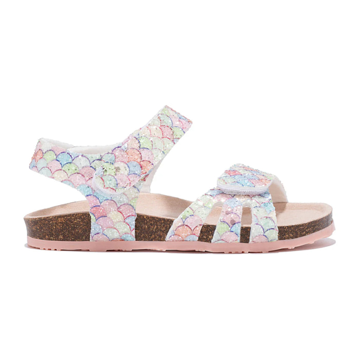 Sandalia bio estampado sirena multicolor con cierre de velcro