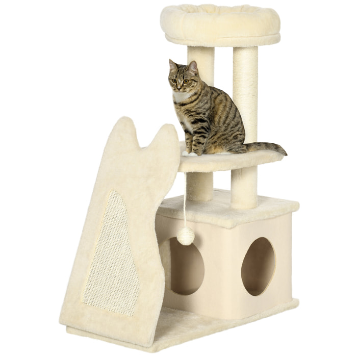 Árbol Rascador para Gatos Altura 83 cm con Cama Cueva Plataforma Bola Colgante