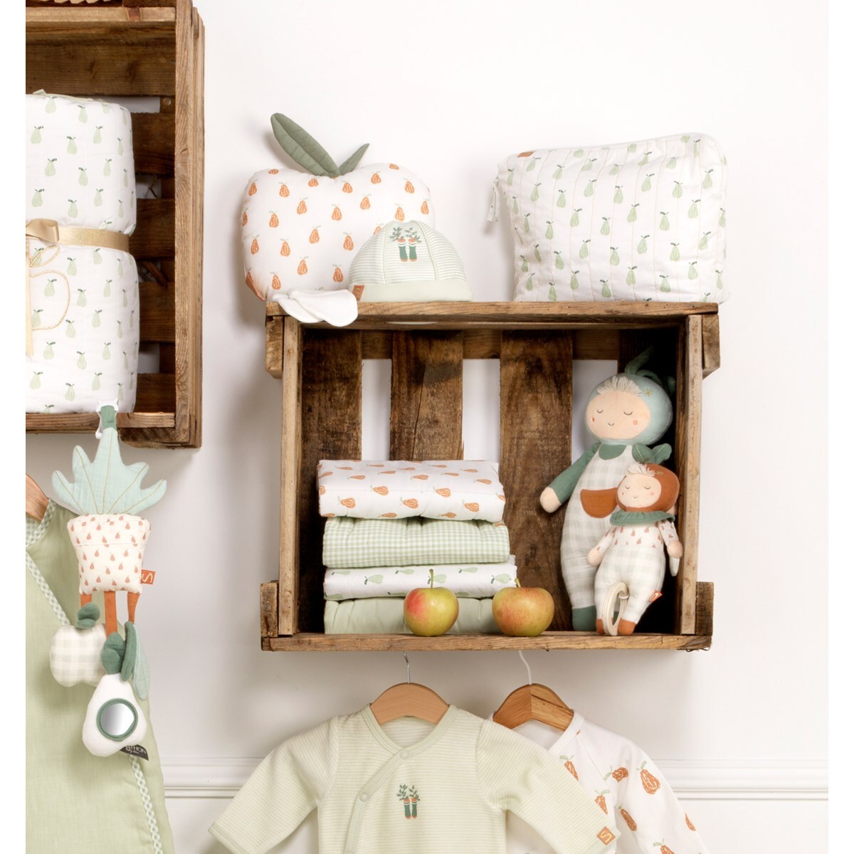 Doudou jardinier en coton Vert tilleul