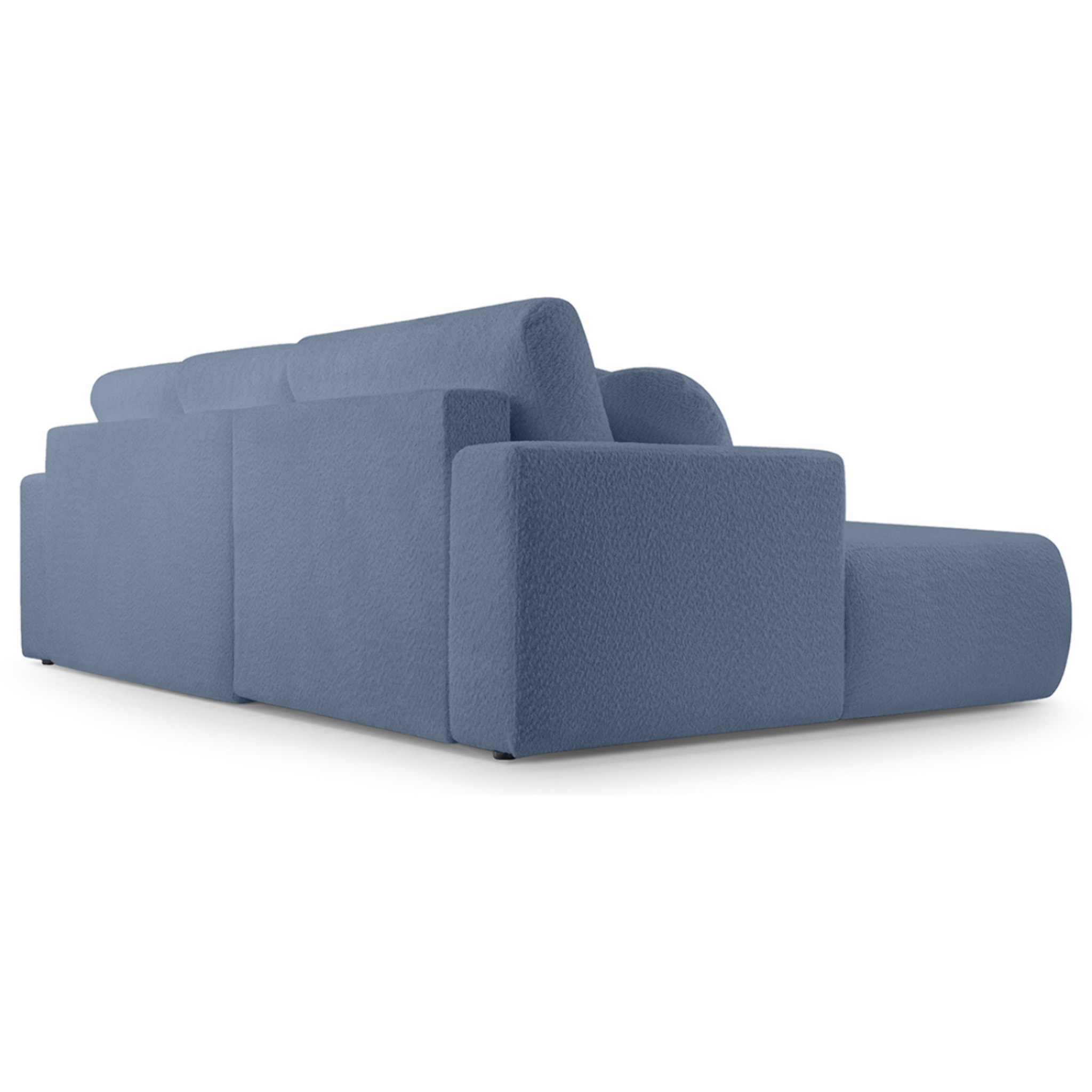 Candela - canapé d'angle gauche 4 places - convertible avec coffre - en tissu bouclette - Bleu