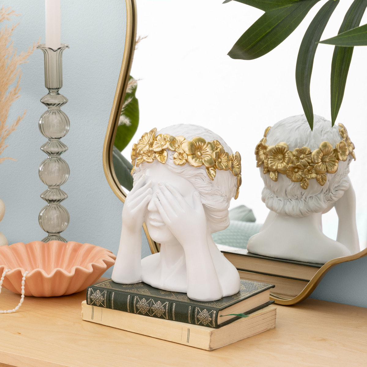 Tête femme déco Wild Romance H.22cm résine blanc