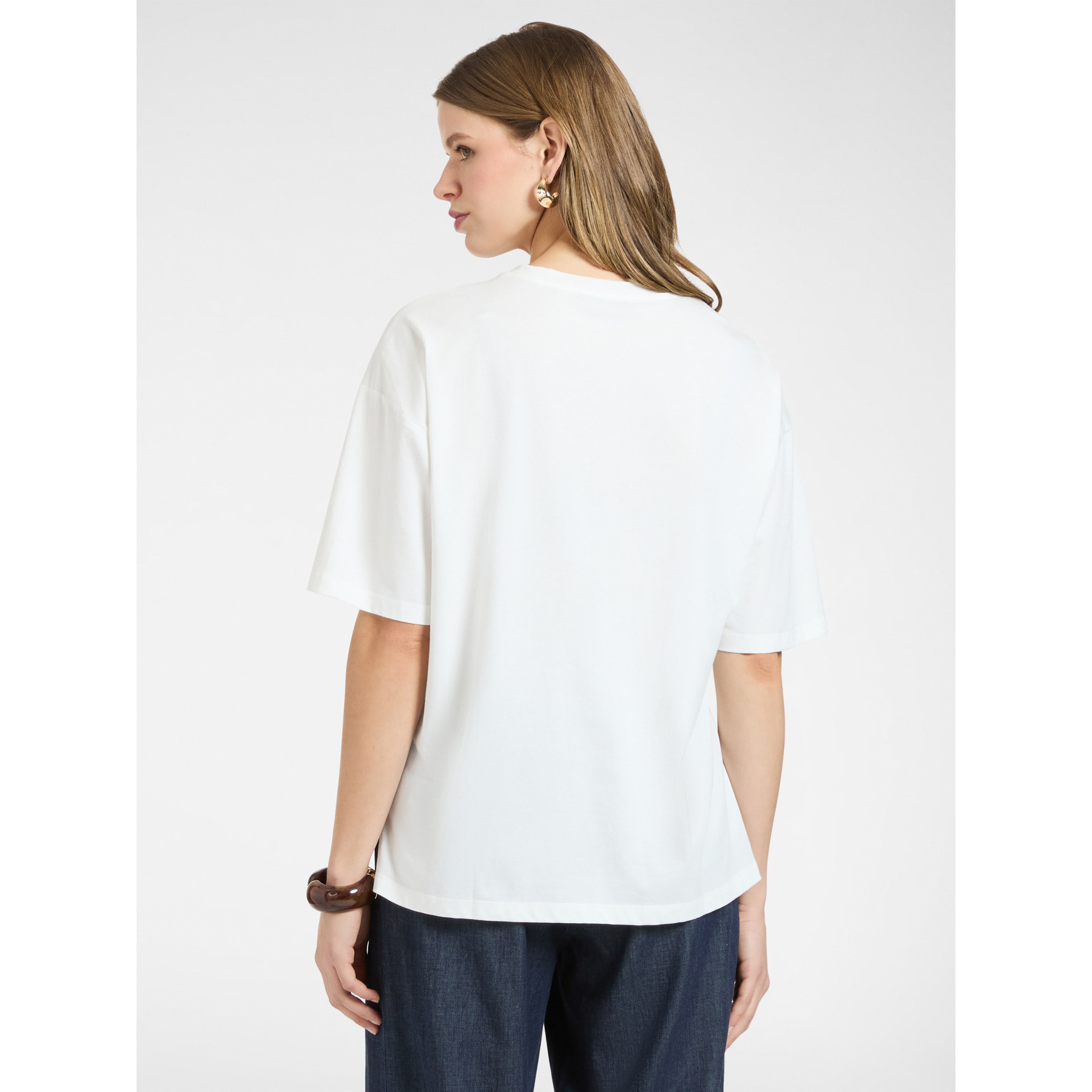 Elena Mirò - T-shirt in cotone con stampa - Bianco