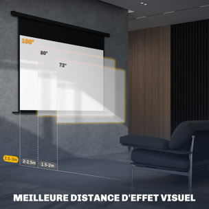 Écran de projection motorisé 100 pouces, 16:9 4K HD - mural avec télécommande - noir