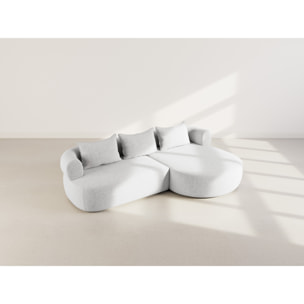 Angela - canapé d'angle droit 4 places en velours texturé - Gris clair