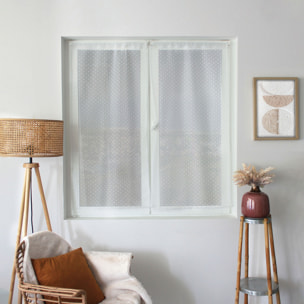 Paire de petits vitrages à plumetis en organza - Blanc