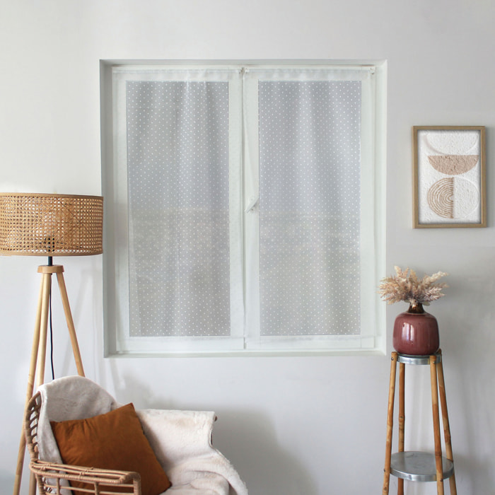 Paire de petits vitrages à plumetis en organza - Blanc