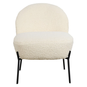 Fauteuil en tissu bouclette écru HELMI