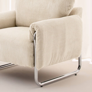 Fauteuil vintage velours côtelé armature chromée VINTAGE