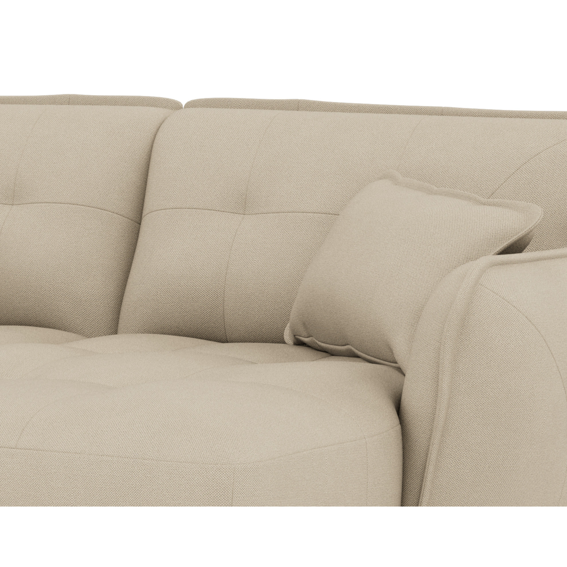 Thais - canapé droit 4 places avec double méridienne assise profonde en tissu texturé - Beige
