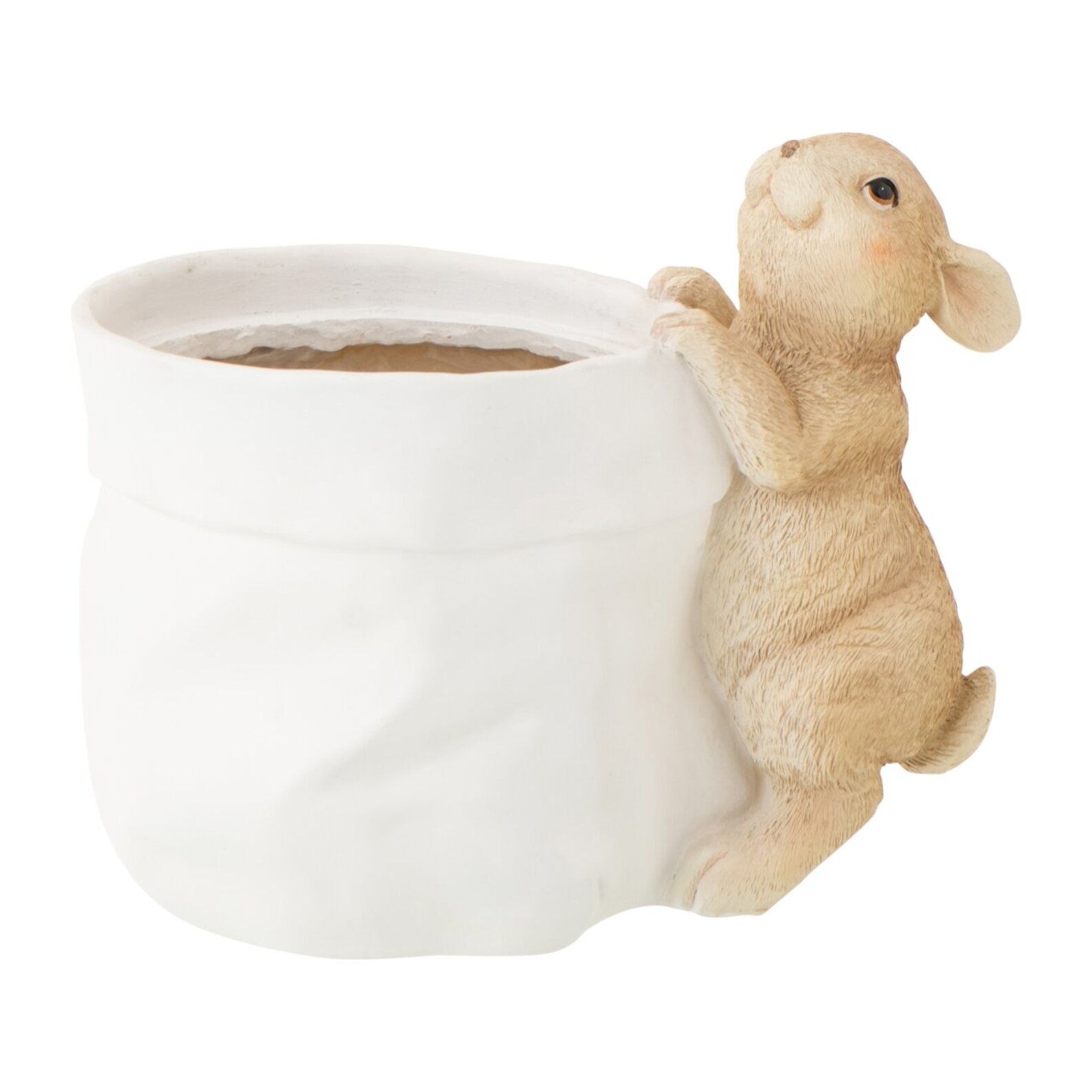 J-Line Cache-pot Lapin - polyrésine - blanc/beige