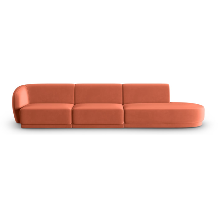 Canapé modulable droit "Lionel" 4 places en velours corail