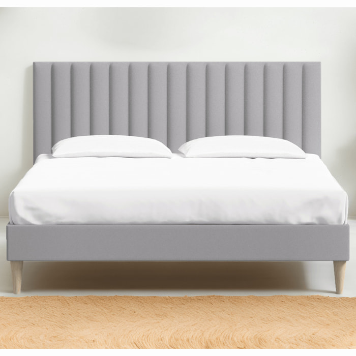 Pack lit en velours + Matelas mémoire de forme - ELIOT & MEMO HR