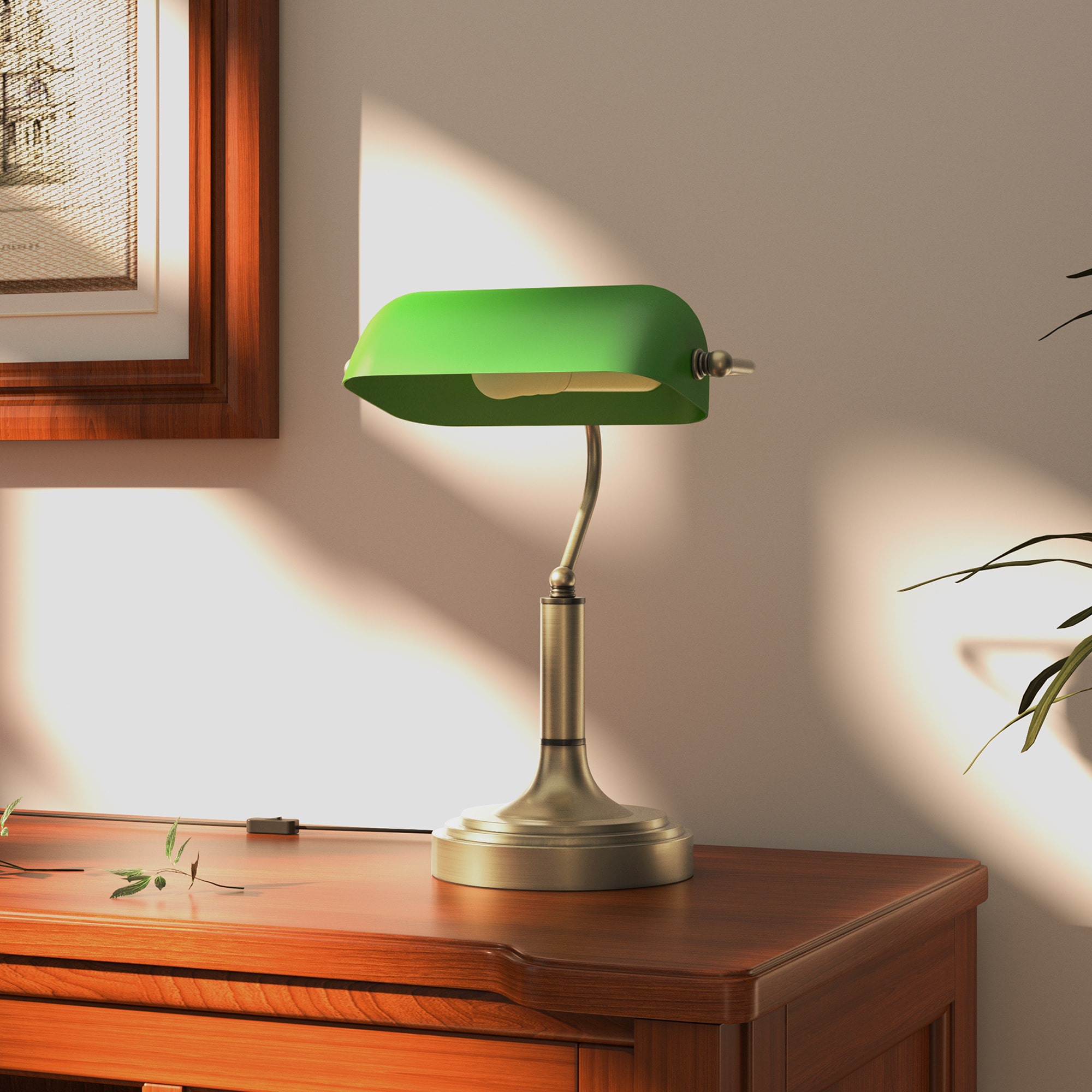 Lámpara de Mesa Vintage Banquero Lámpara de Escritorio Banker E27 con Pantalla Orientable a 45° Interruptor Basculante para Hogar Oficina Biblioteca Verde