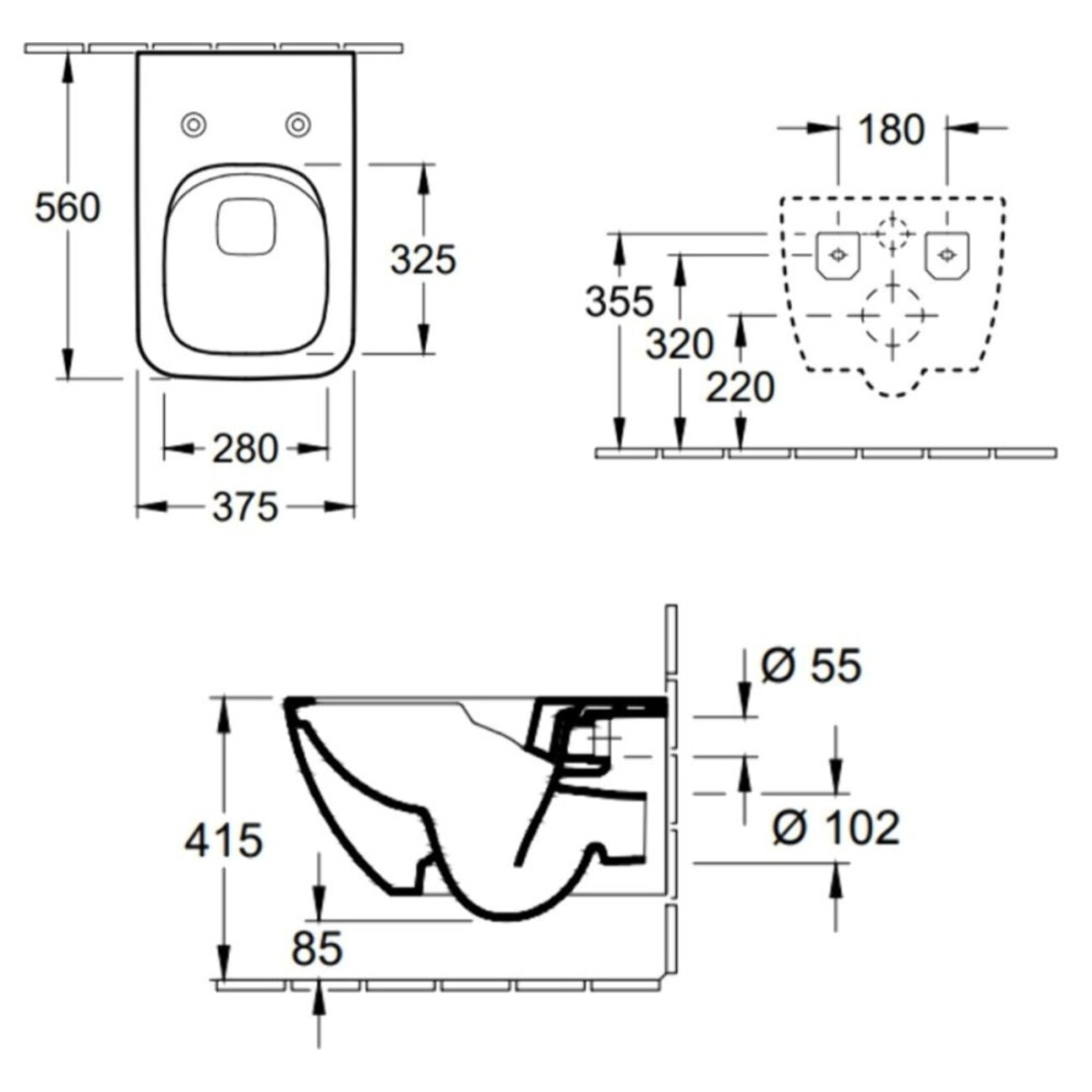 Cuvette WC suspendu sans bride VILLEROY & BOCH Venticello avec abattant frein de chute déclipable