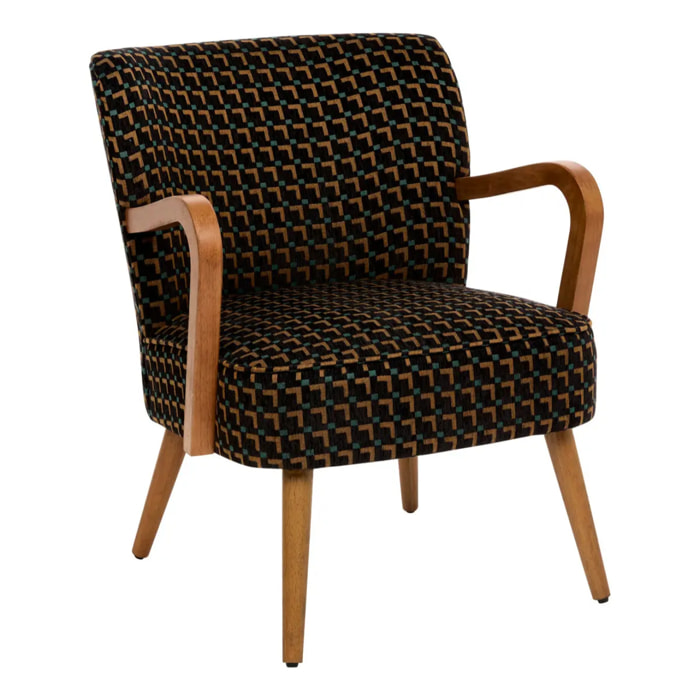 Fauteuil Chiara noir tissu chenille