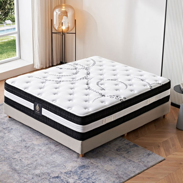 Matelas Excellence | 30 cm | Mémoire de forme et Ressorts ensachés | Réduit les points de pression | Soutien morphologique