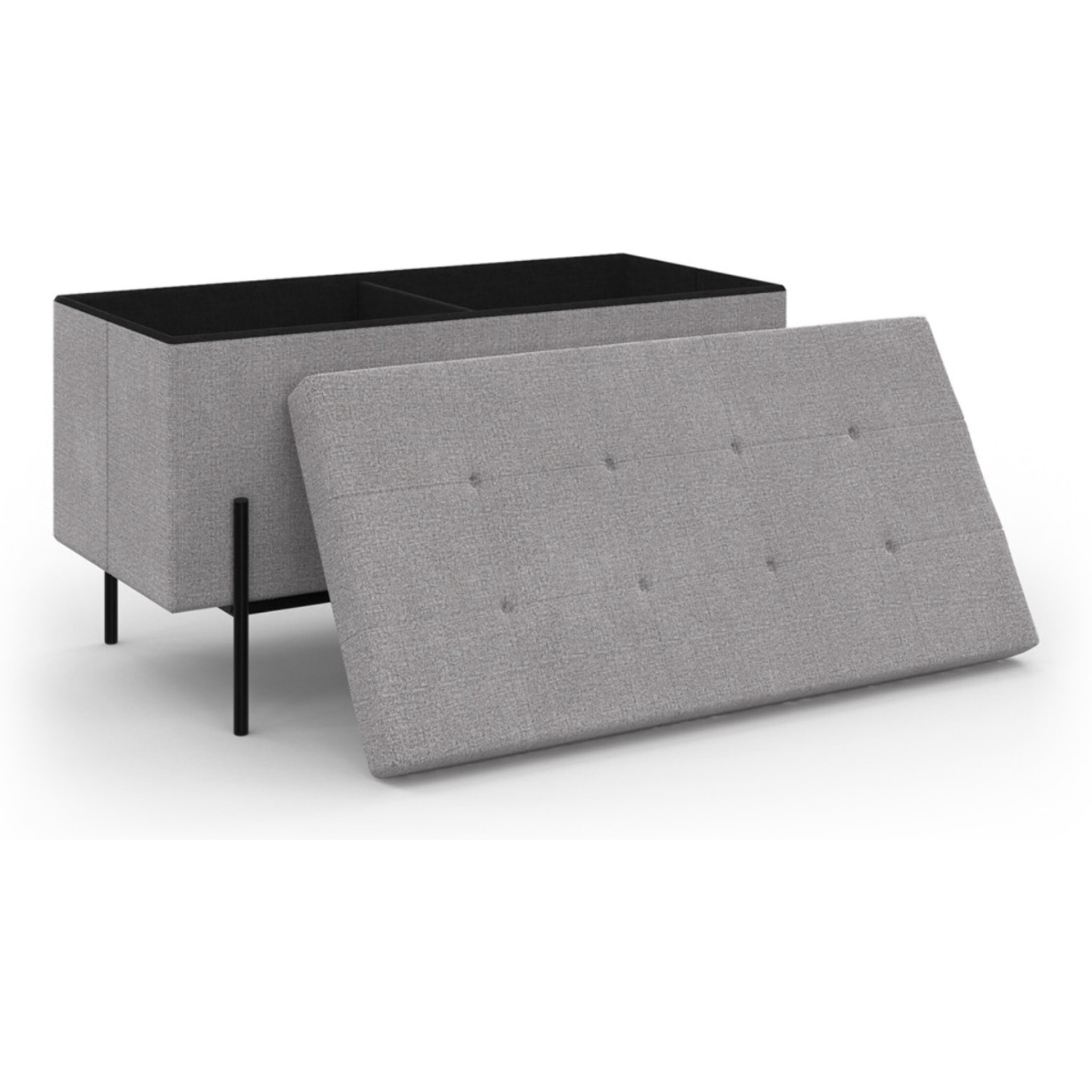 Banc coffre Loan - Gris - Pieds noirs