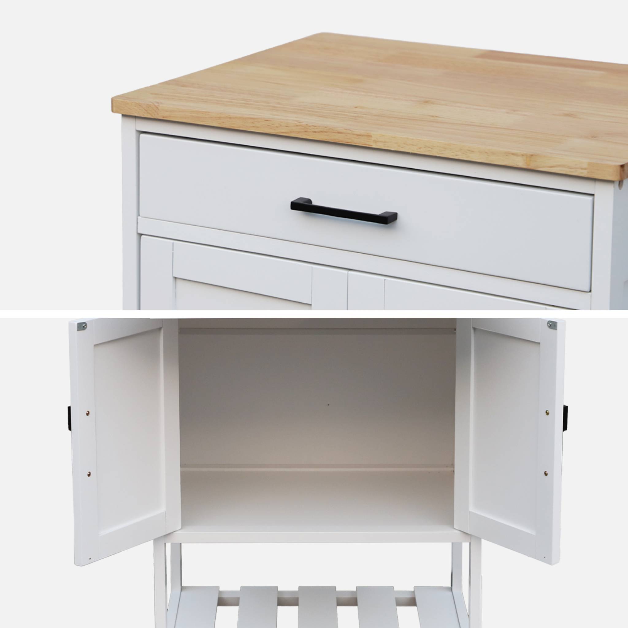 Desserte de cuisine plateau bois d'hévéa L56cm BENDOR