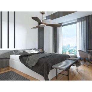 Ventilateur de plafond Réversible  Thermostat Dimmable Wifi Moteur à courant continu Toits en pente Télécommande Lumière à trois tons Hypersilence Mémoire