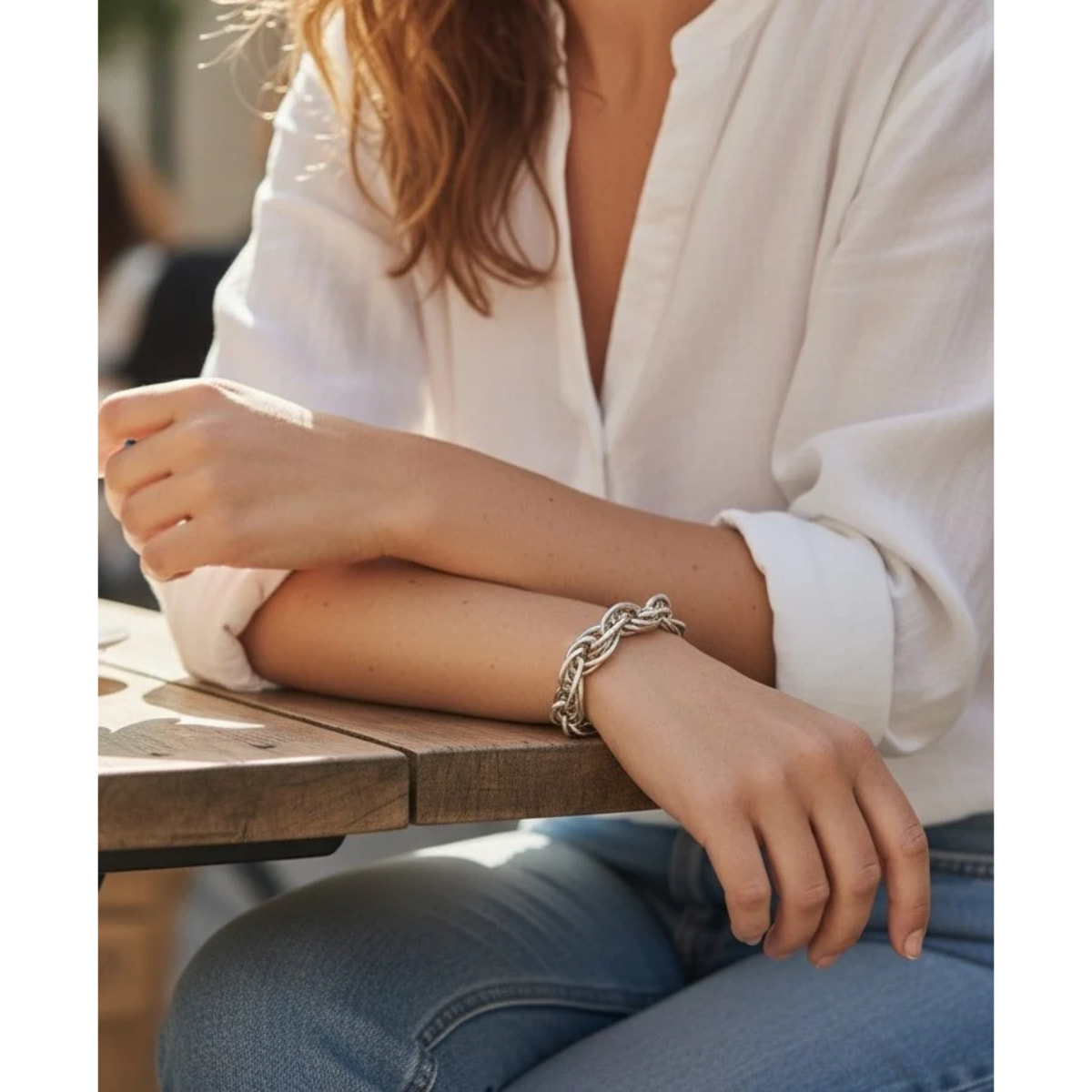 Pusera triple eslabón plata