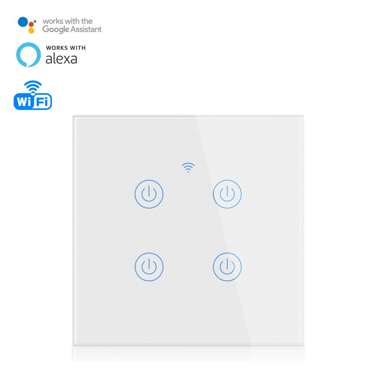 Interruptor Wifi Smarthome con 4 pulsadores compatible con Amazon Alexa y Google Home