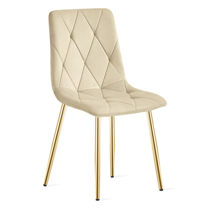 Sedia Libra in Velluto Beige Chiaro con Gambe Oro