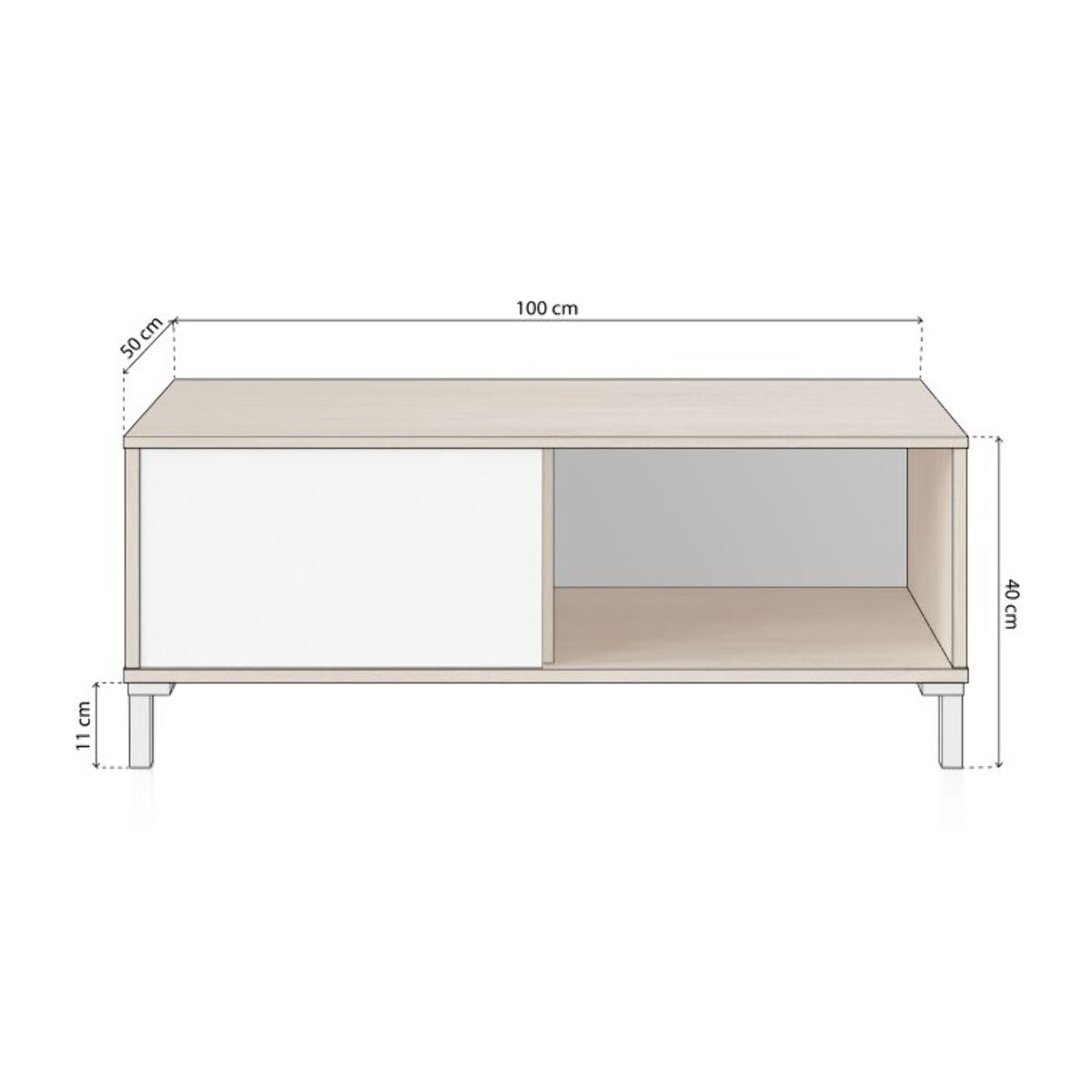 Mesa de centro Lea Blanco Artik (Blanco Mate) - Roble Canadian