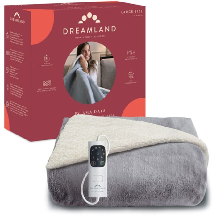 Couverture chauffante DREAMLAND PYJAMA DAYS SHERPA ET VELOURS 6T 160X120