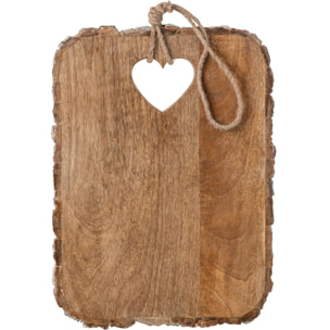 J-Line Planche à  découper cœur et écorce - bois de manguier - naturel - medium