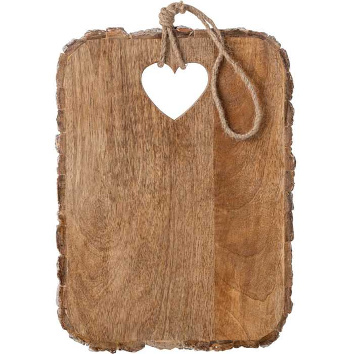 J-Line Planche à  découper cœur et écorce - bois de manguier - naturel - medium