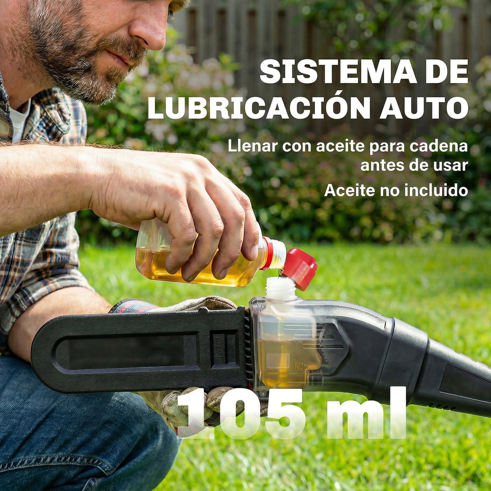 Motosierra de Batería Extensible 1,94-2,56 m, Motosierra Eléctrica con Motor 300 W, 2 Baterías 4,0 Ah, Cargador, Doble Bloqueo, Lubricación Automática, Correa, 6 m/s, para Podar Árboles