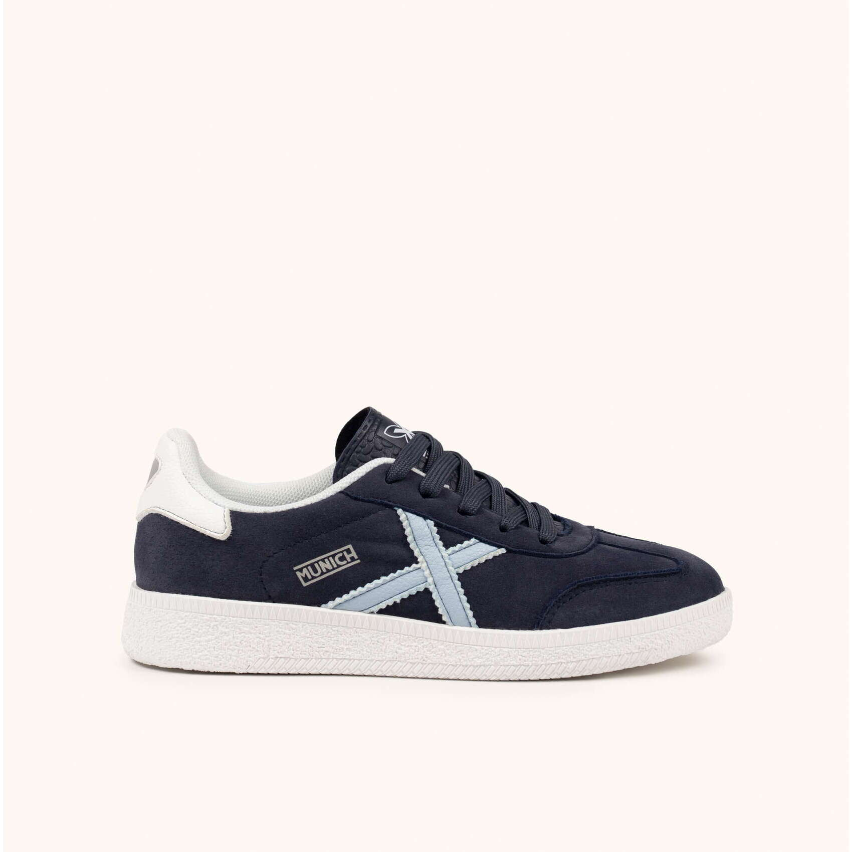 Zapatilla Clásica Infantil en Serraje Azul Marino y Celeste - MUNICH MINI BARRU 20