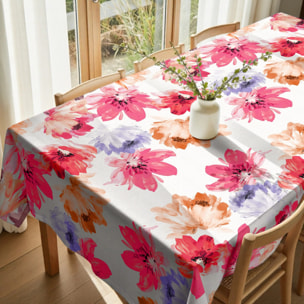 Nappe anti-taches 100 % coton Big Flowers 7 Fucsia 160