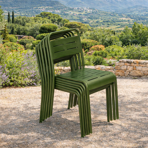 Lot de 6 chaises de jardin empilables vertes EVORA