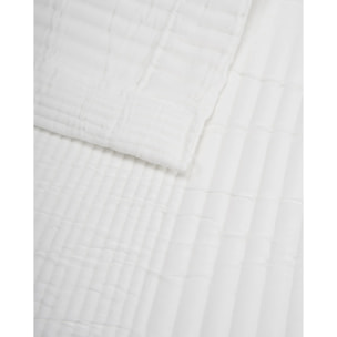 Colcha doble tela jacquard raya londres blanco