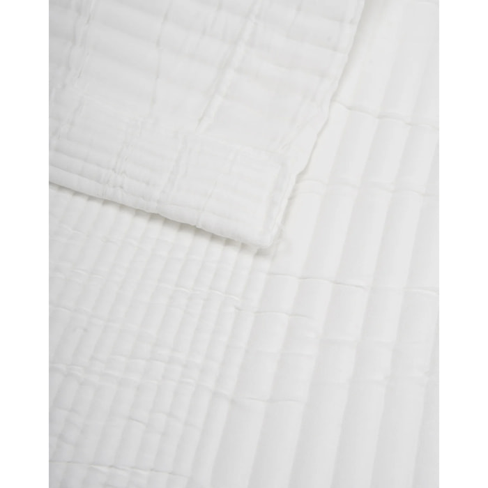 Colcha doble tela jacquard raya londres blanco
