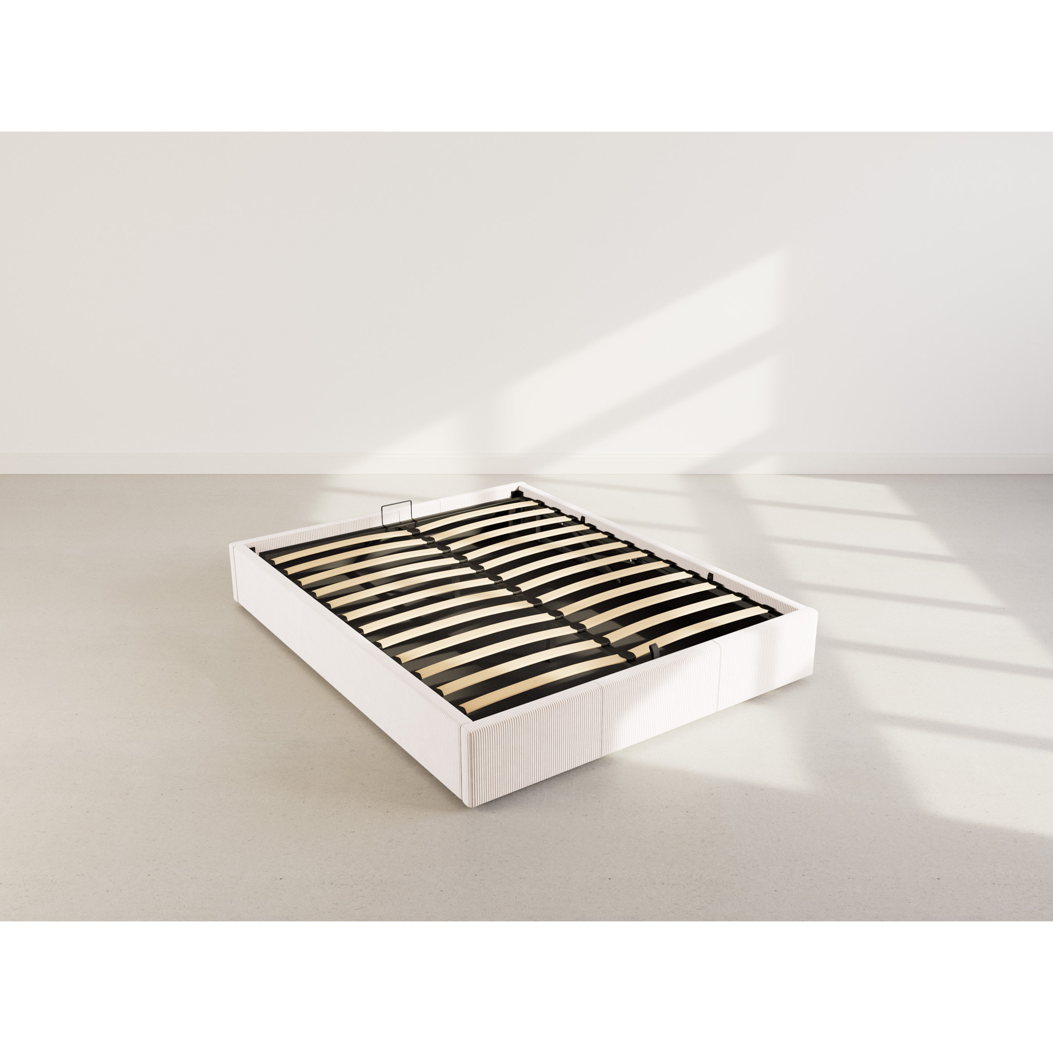 Isa - lit coffre - 160x200 cm - en velours côtelé - Beige