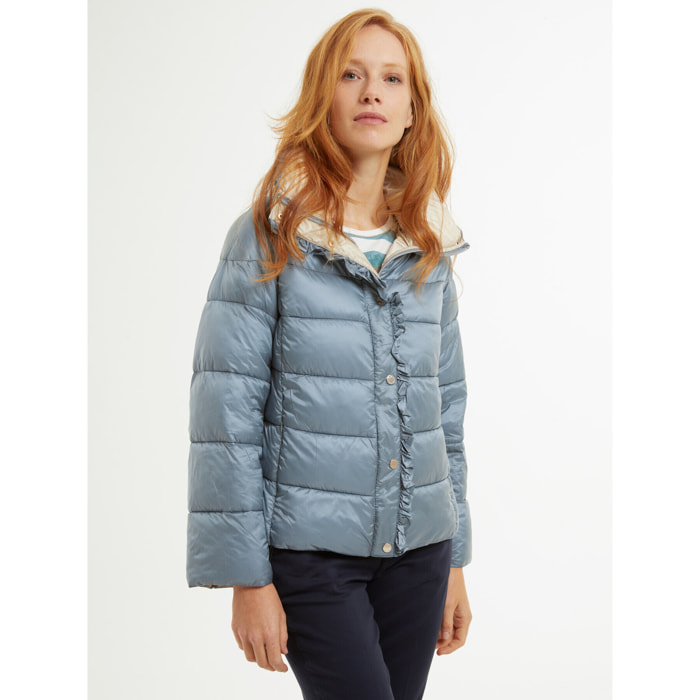 Oltre - Plumífero boxy con rouche - Azul