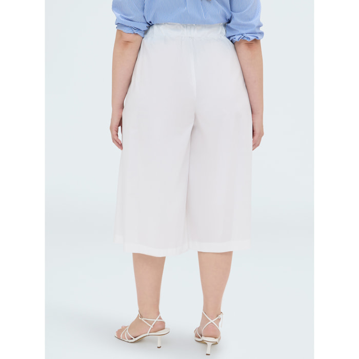 Fiorella Rubino - Pantalón falda en popelina de algodón - Blanco