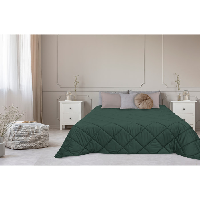 TRAPUNTA INVERNALE MATRIMONIALE IN VELLUTO VERDE FORESTA PRODOTTO ITALIANO