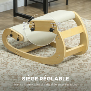 Siège ergonomique - siège assis-genoux - chaise assis genoux grand confort - bois bouleau tissu crème