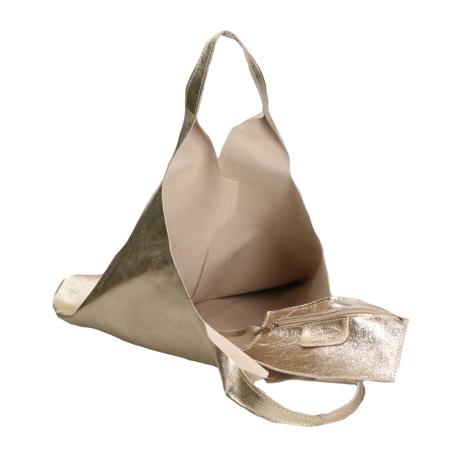 Borsa a spalla da donna - Modello Argenta - Pelle laminata - 44.0 x 38.0 x 3.0 cm