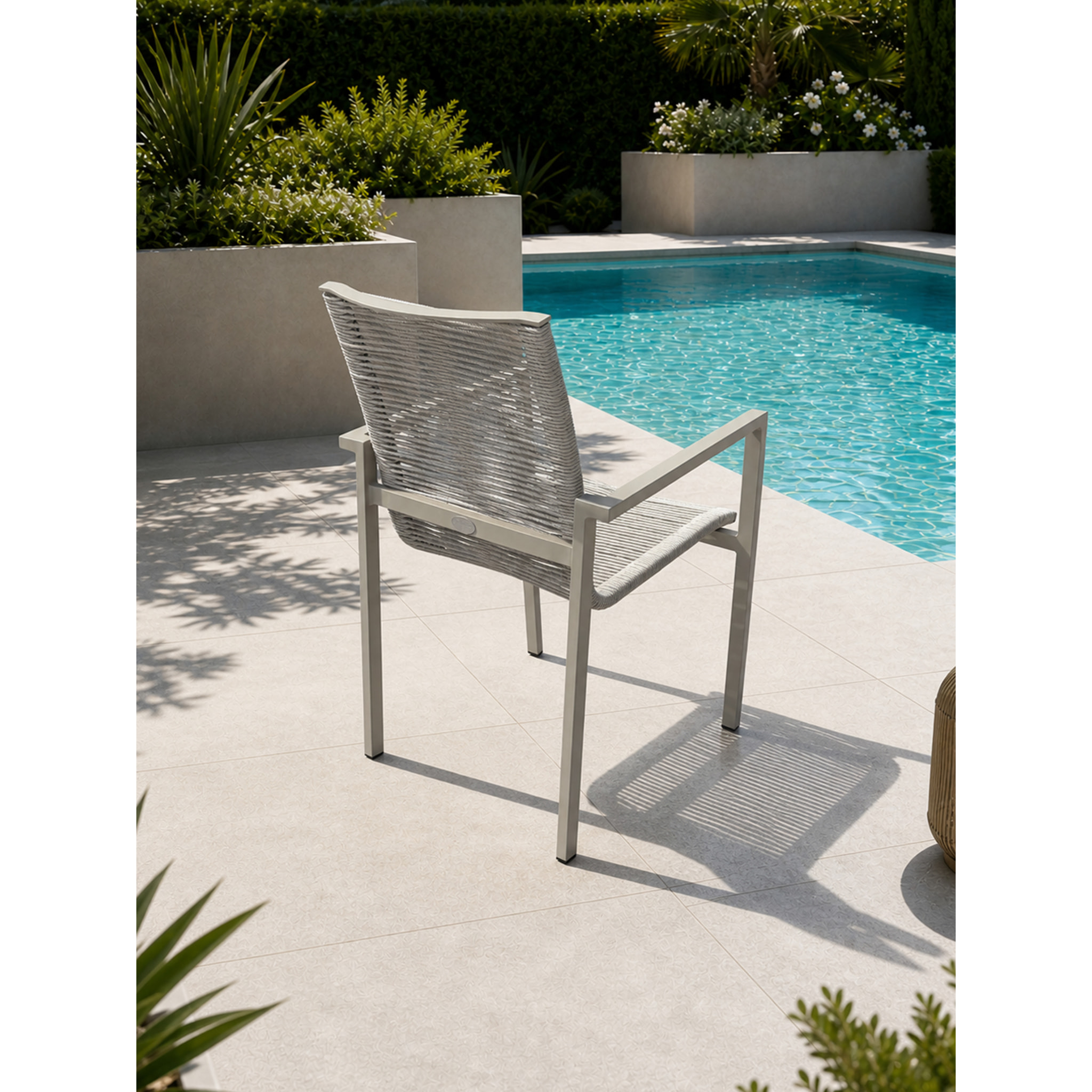 MEXICO - Lot de 2 fauteuils de jardin en aluminium et corde tissée