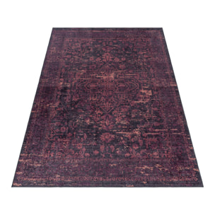 FIESTA - Tapis oriental effet vieilli rouge foncé