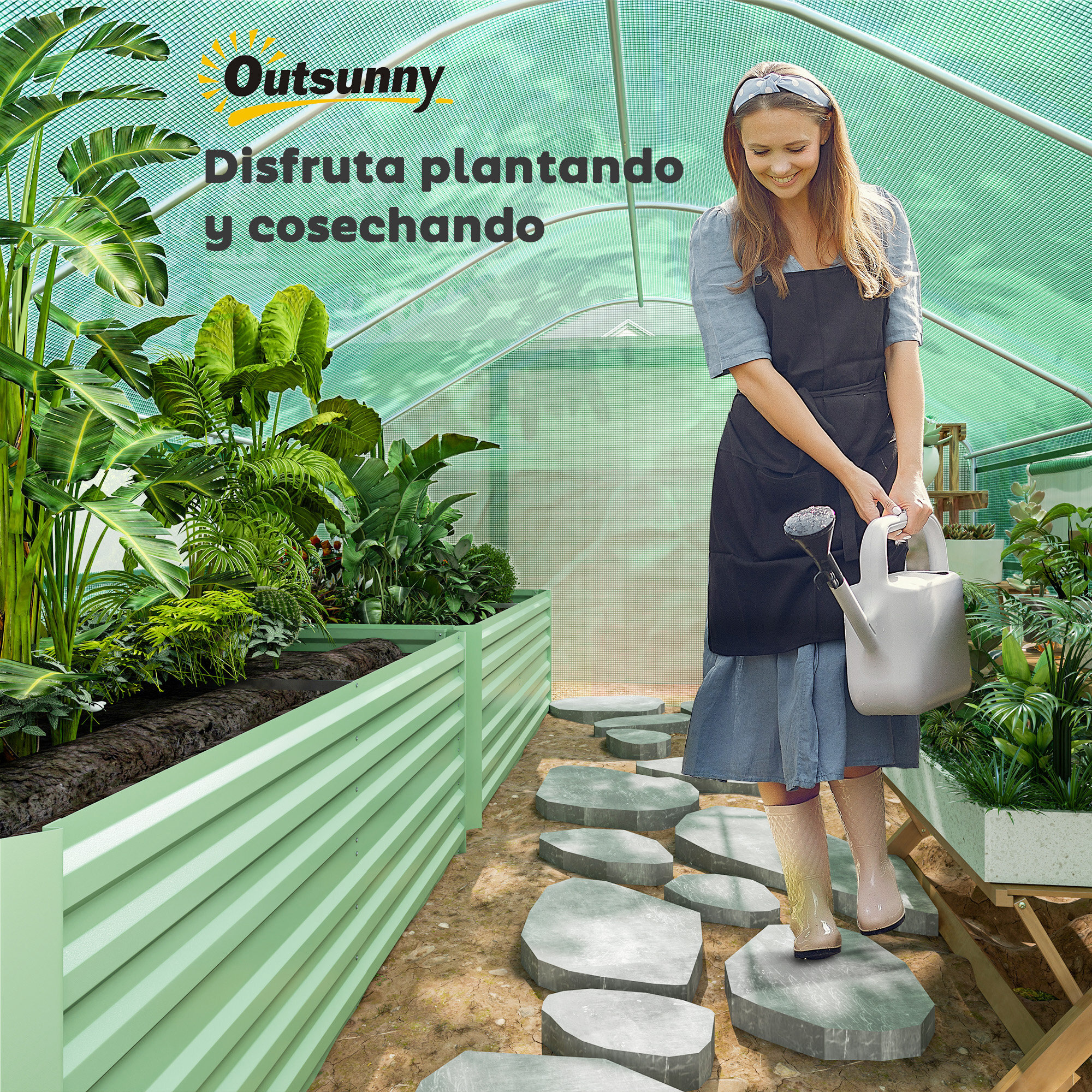 Invernadero de Exterior 4x3x2 m Invernadero de Túnel con 2 Ventanas Cubierta de PE Anti-UV y 1 Puerta Enrollable con Cremallera Invernadero para Jardín Patio