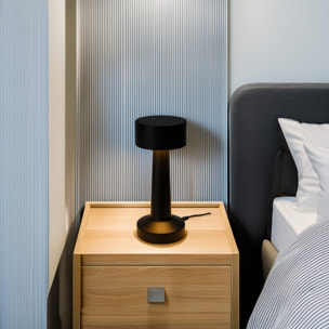 Well Home Lámpara de Mesa color Negro Recargable con 16 luces LED y 3 modos de iluminación Ø8,9x20,9cm