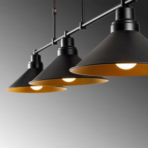 NILA - Suspension industreille noire 3 ampoules