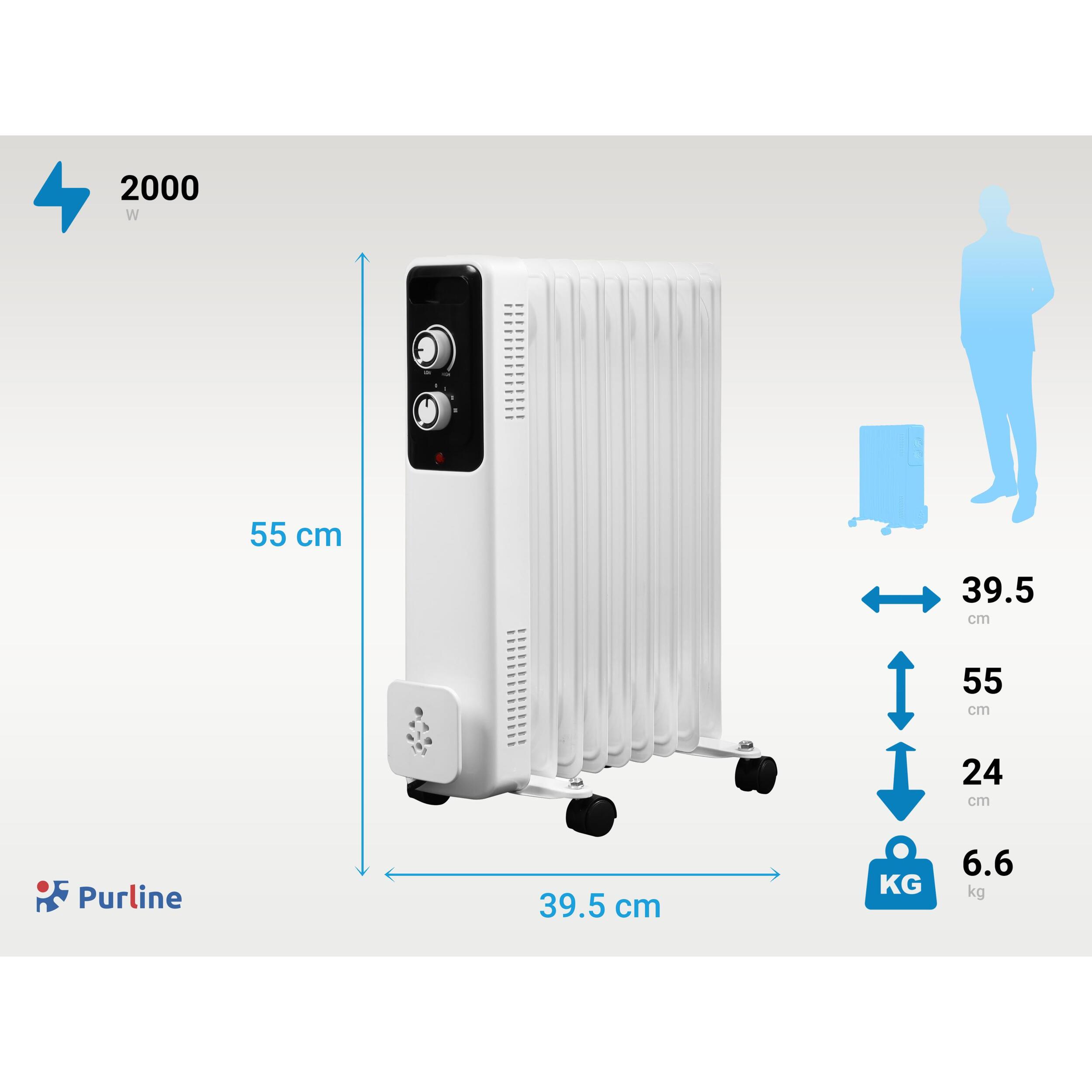 Radiador de aceite con tres potencias y termostato regulable SOLEIL 2000 PURLINE 2000 W