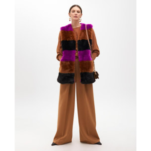 Gilet in Pelo a Righe Contrastanti