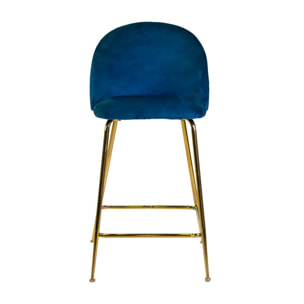 Sgabello Sammi Vacchetti in velluto blu con struttura oro cm44x48h91